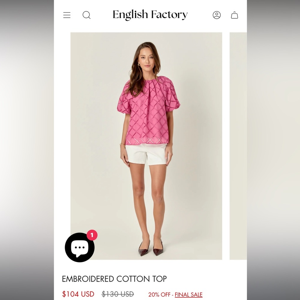 English Factory Pink EMBROIDERED COTTON TOP